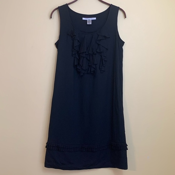 Diane Von Furstenburg Demeta Viscose Wool Ruffle Sleeveless Shift Dress 10 - Picture 1 of 17